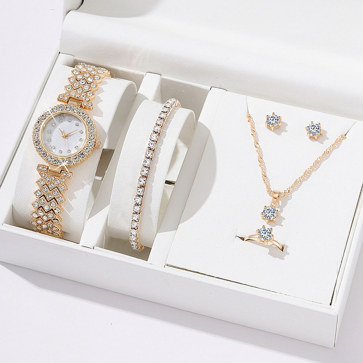 Coffret Montre Strass Femme | Collier Boucles Bracelet Luxe