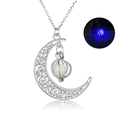 Collier Pierre Lumineuse Lune | Pendentif Fluorescent Femme