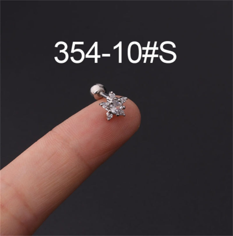 Stainless Steel Stud Zircon Pierced Earrings