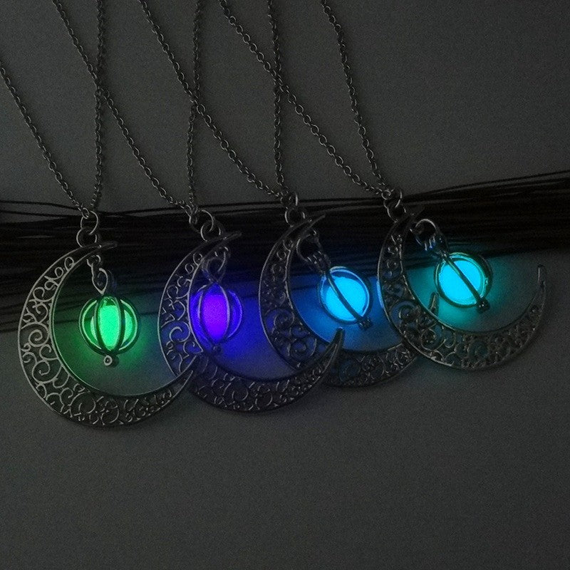 Collier Pierre Lumineuse Lune | Pendentif Fluorescent Femme