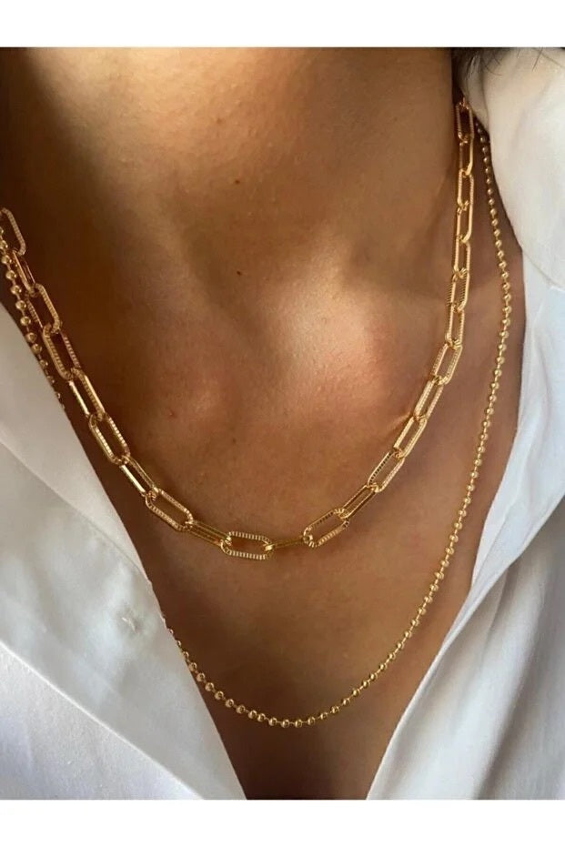 Set 2 Colliers Chaîne Superposés Ajustables — Style Élégant Tendance | Cadeau Femme