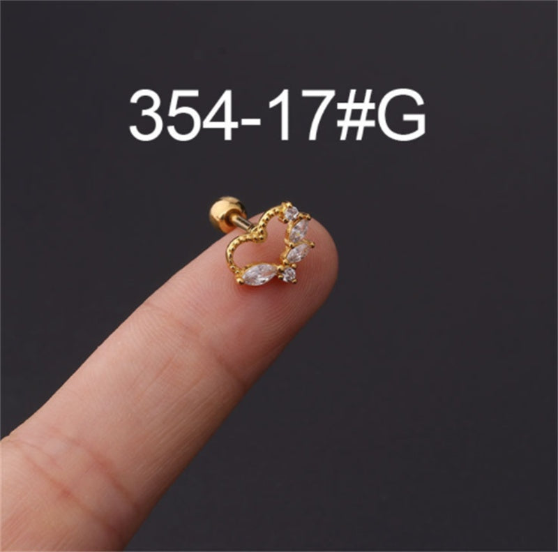Stainless Steel Stud Zircon Pierced Earrings