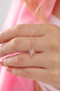Collier Étoile Argent 925 Sterling Plaqué Or Rose — Pierres Zircon | Bijou Femme