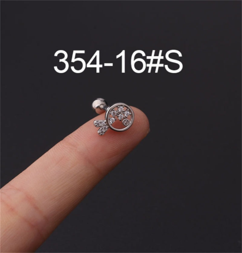 Stainless Steel Stud Zircon Pierced Earrings