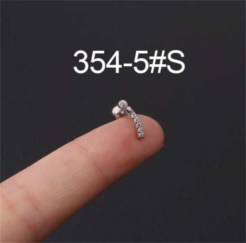 Stainless Steel Stud Zircon Pierced Earrings