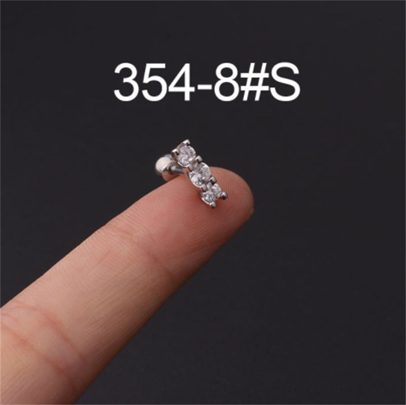 Stainless Steel Stud Zircon Pierced Earrings