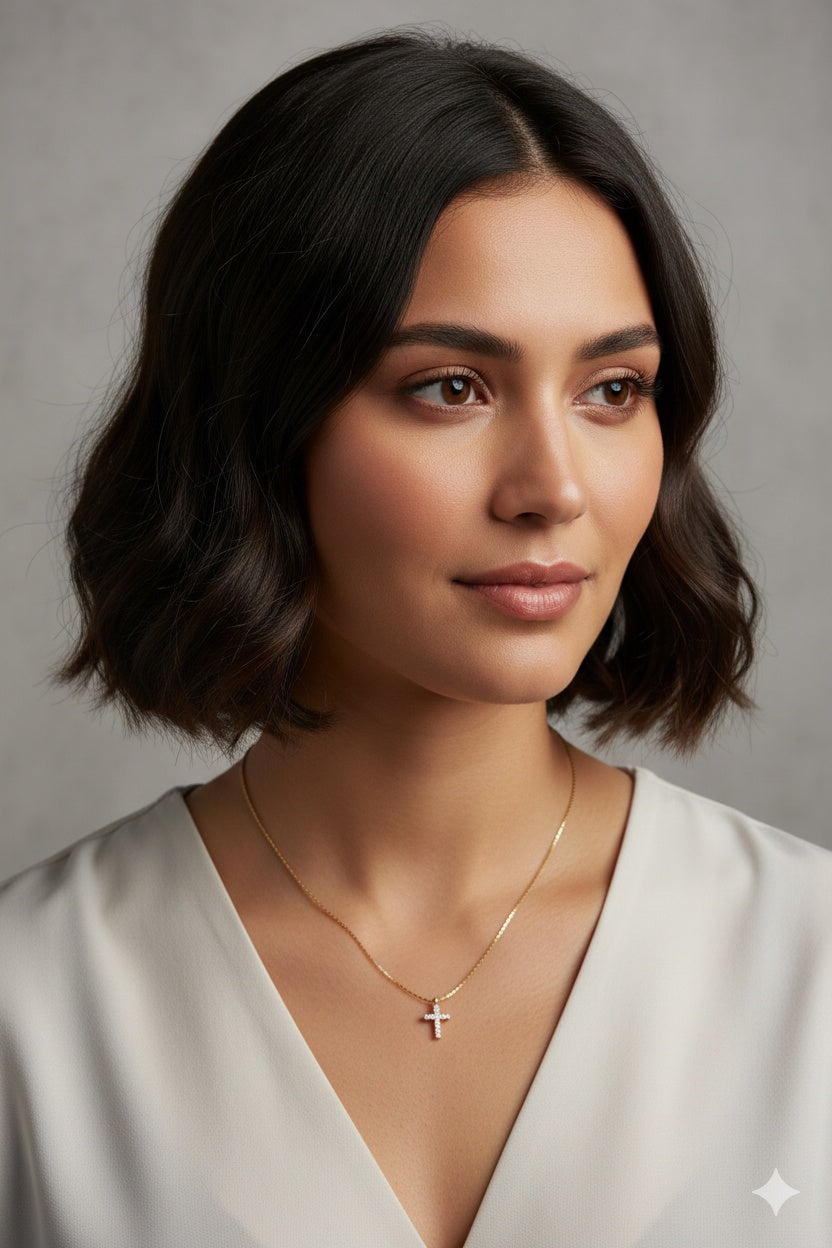 Collier Croix Zircon — Minimaliste Élégant | Bijou Femme Spirituel