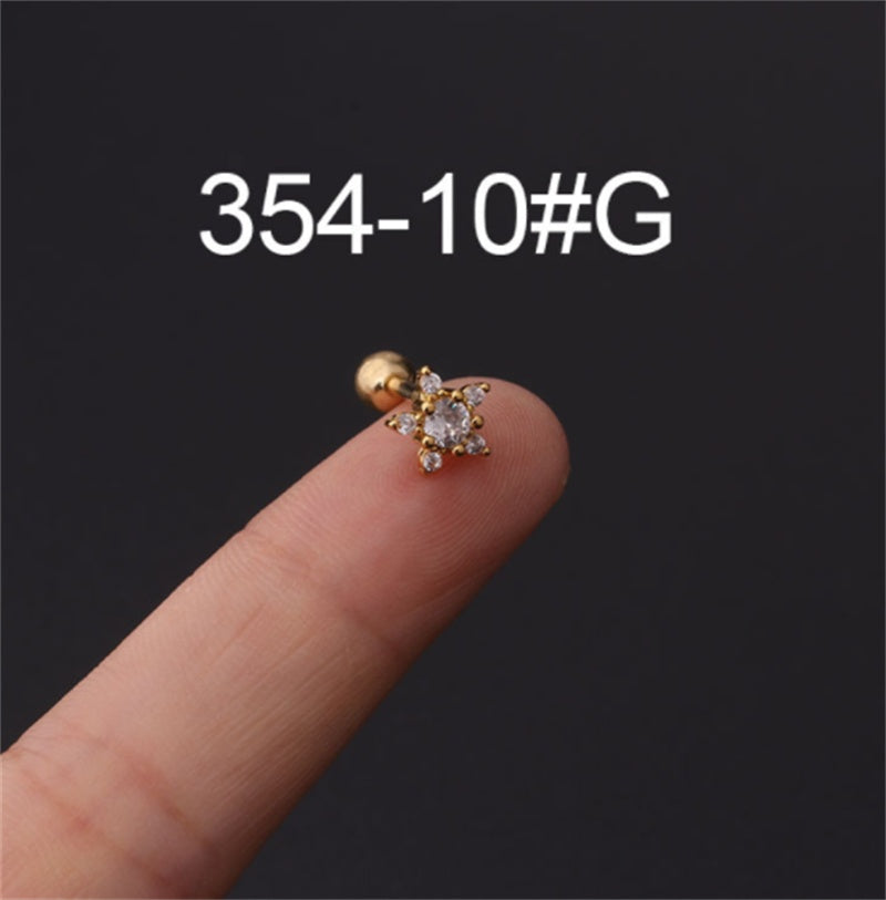 Stainless Steel Stud Zircon Pierced Earrings