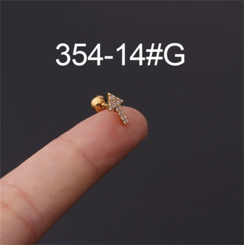 Stainless Steel Stud Zircon Pierced Earrings