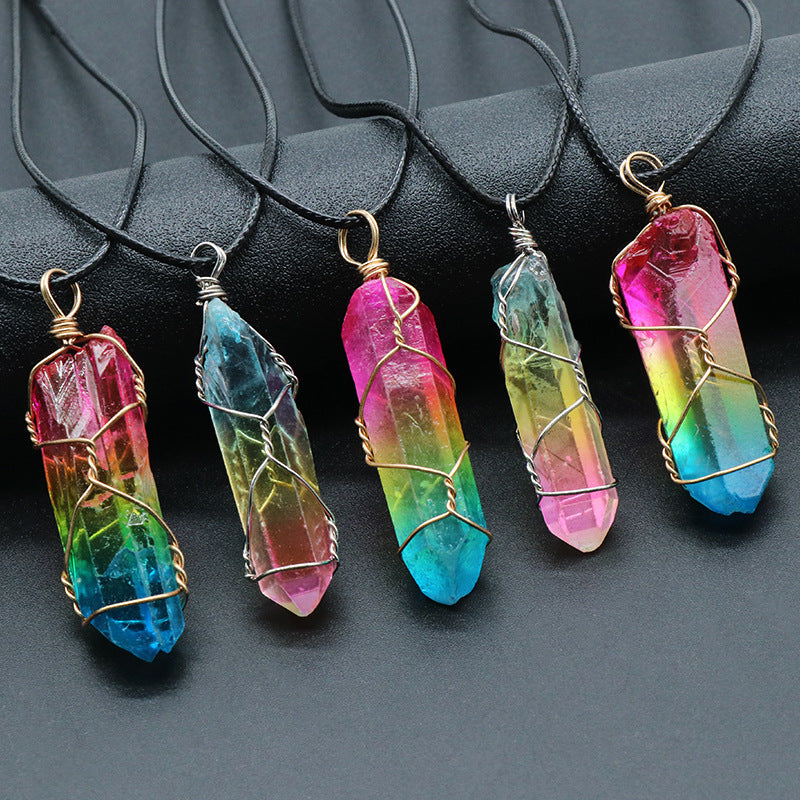 Collier Arbre de Vie | Pendentif Crystal Pilier Pierre Naturelle
