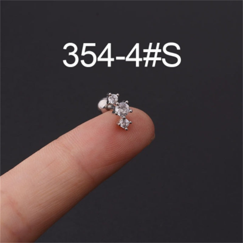 Stainless Steel Stud Zircon Pierced Earrings