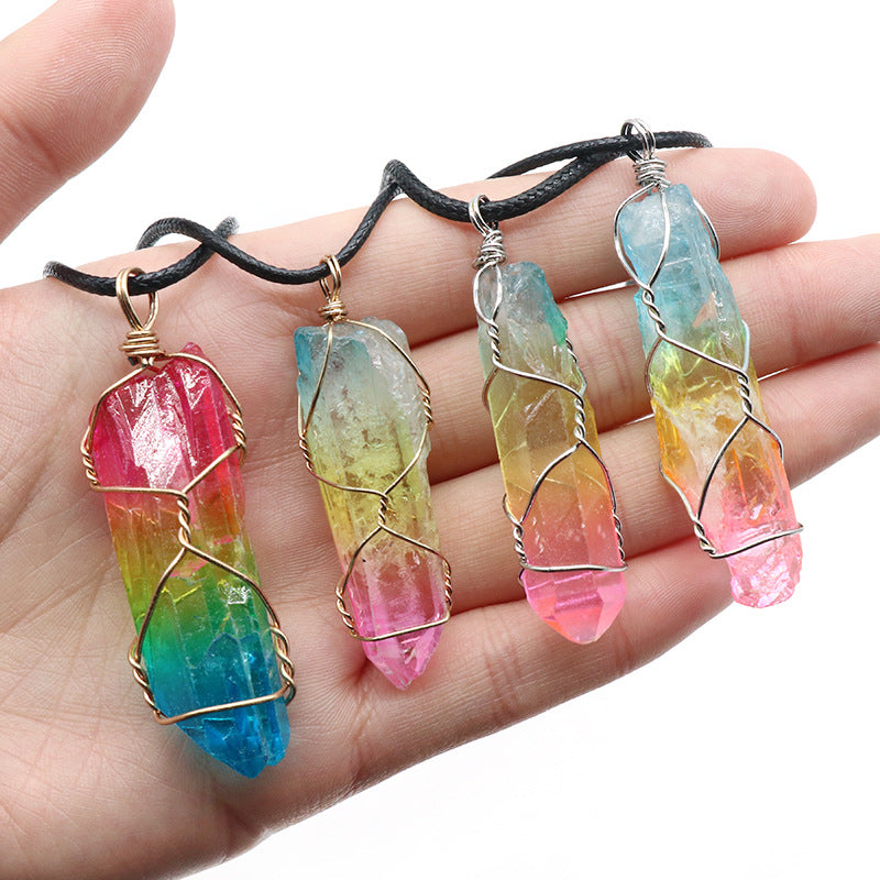Collier Arbre de Vie | Pendentif Crystal Pilier Pierre Naturelle