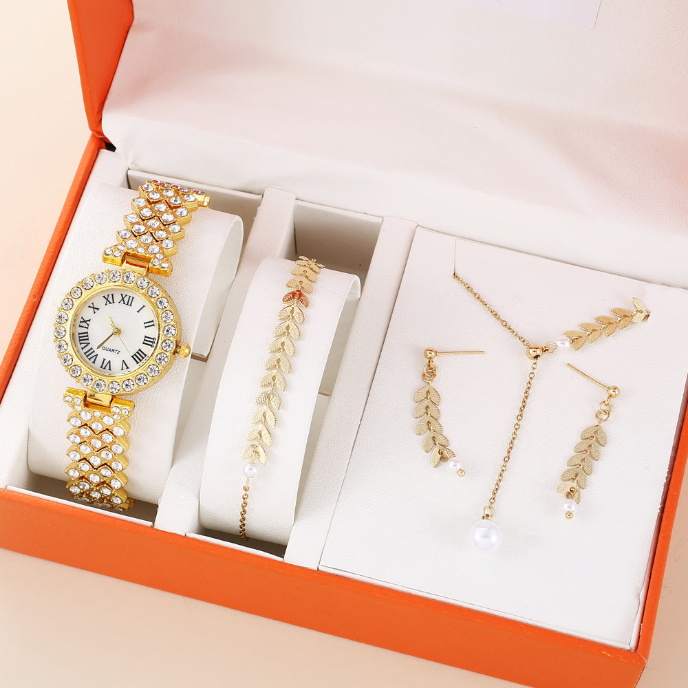 Coffret Montre Strass Femme | Collier Boucles Bracelet Luxe