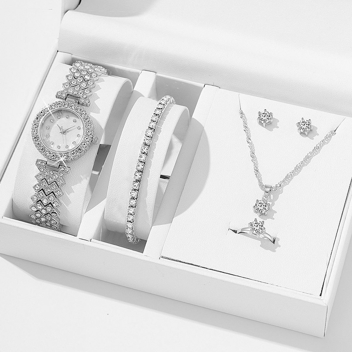 Coffret Montre Strass Femme | Collier Boucles Bracelet Luxe