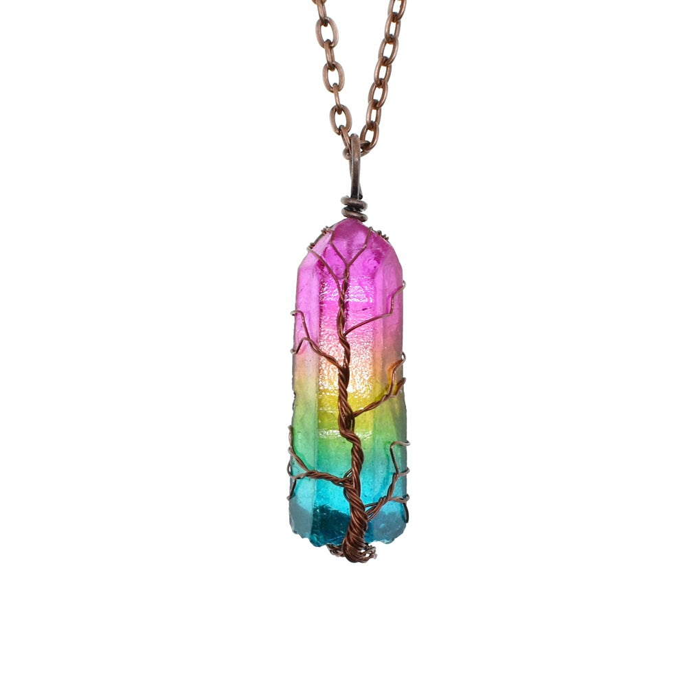 Collier Arbre de Vie | Pendentif Crystal Pilier Pierre Naturelle