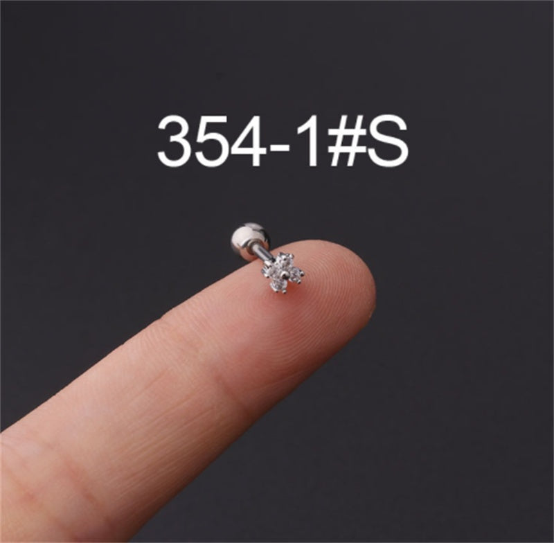 Stainless Steel Stud Zircon Pierced Earrings