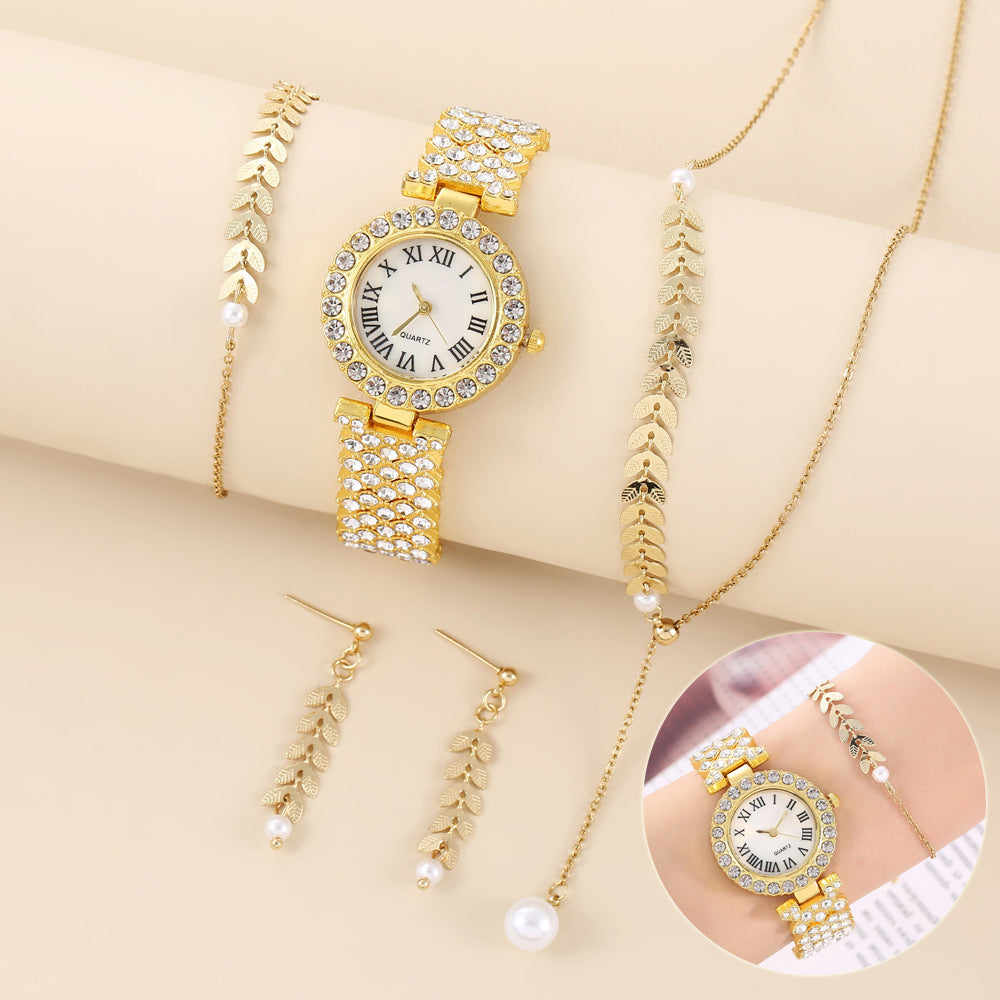 Coffret Montre Strass Femme | Collier Boucles Bracelet Luxe