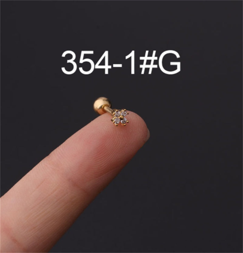Stainless Steel Stud Zircon Pierced Earrings