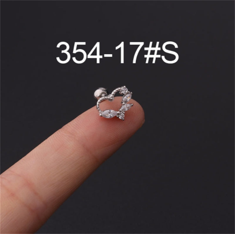 Stainless Steel Stud Zircon Pierced Earrings