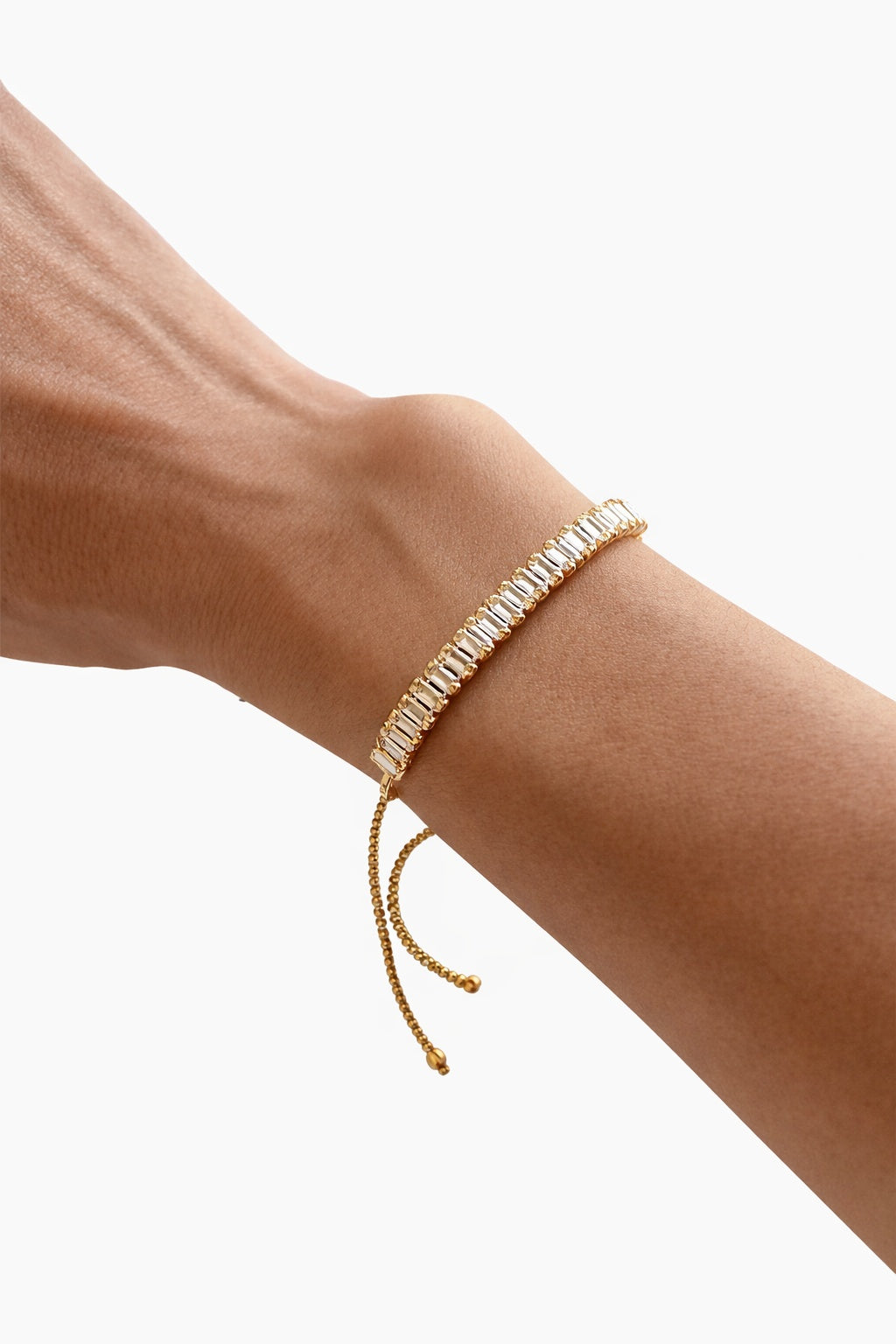 Bracelet Zircon Baguette Ajustable — Minimaliste Étincelant Élégant | Cadeau Femme