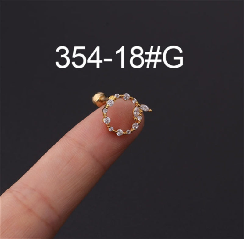 Stainless Steel Stud Zircon Pierced Earrings