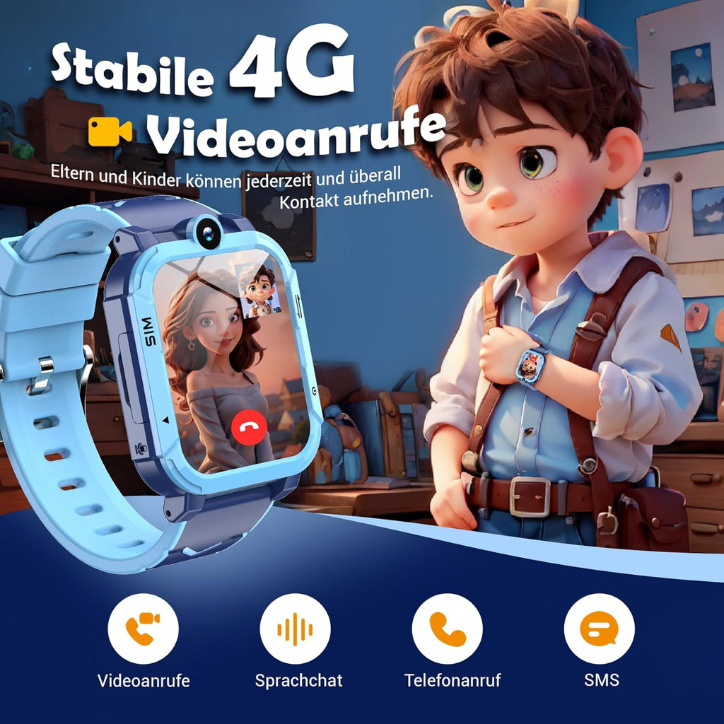 Montre Connectée Enfant 4G — GPS, Caméra, Écran Tactile & Éducative | Fille & Garçon
