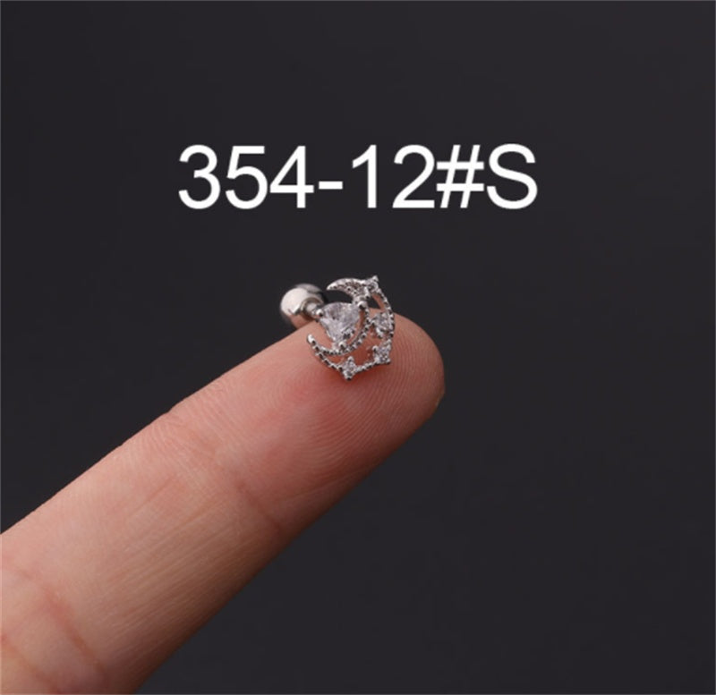 Stainless Steel Stud Zircon Pierced Earrings