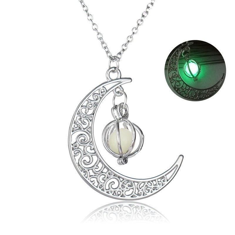 Collier Pierre Lumineuse Lune | Pendentif Fluorescent Femme