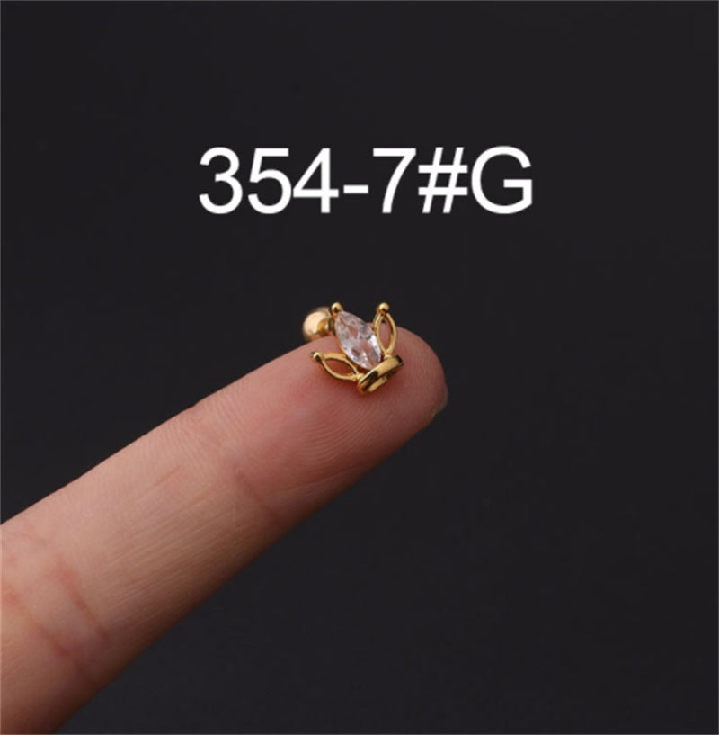 Stainless Steel Stud Zircon Pierced Earrings