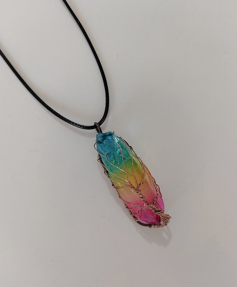 Collier Arbre de Vie | Pendentif Crystal Pilier Pierre Naturelle