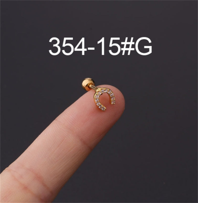 Stainless Steel Stud Zircon Pierced Earrings