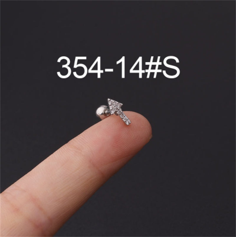 Stainless Steel Stud Zircon Pierced Earrings