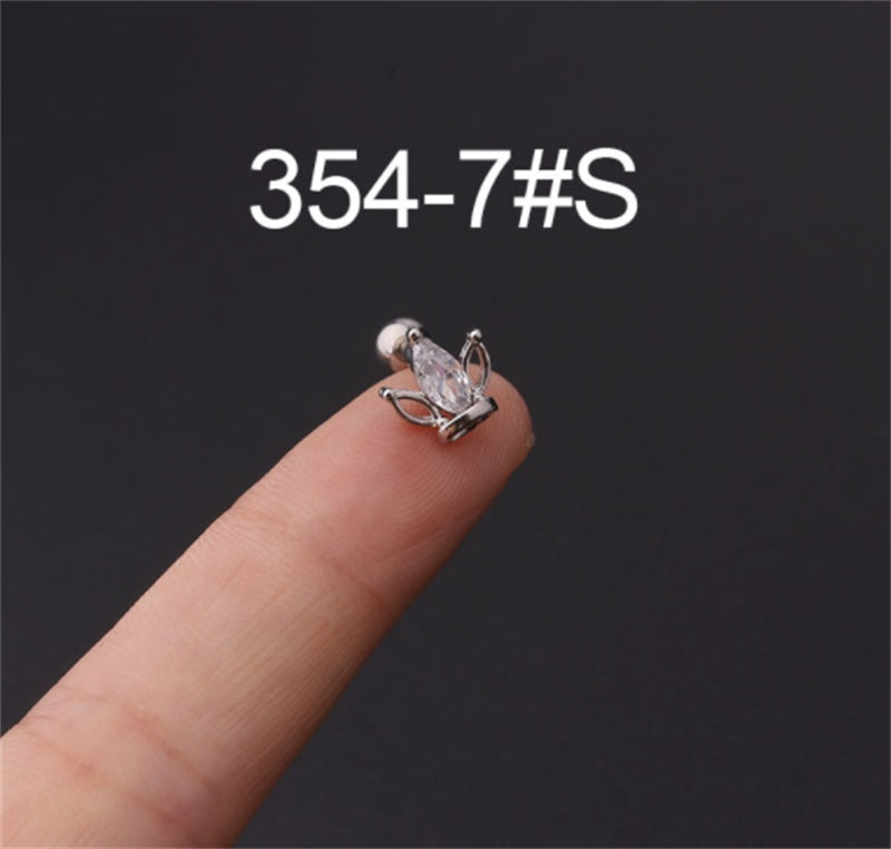 Stainless Steel Stud Zircon Pierced Earrings