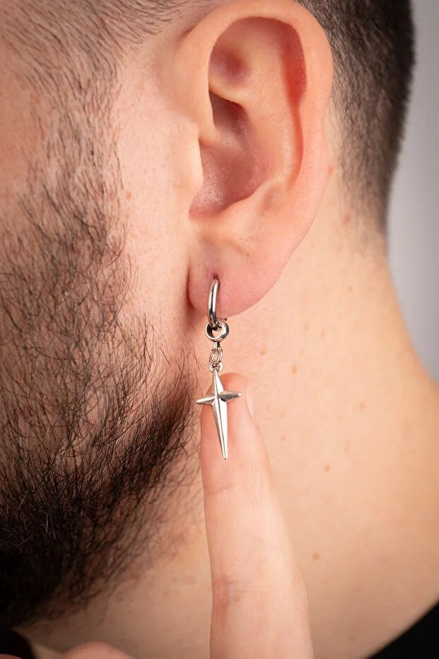 Men Stainless Steel Hoop Earrings Durable Fashion Modern Design Jewelry