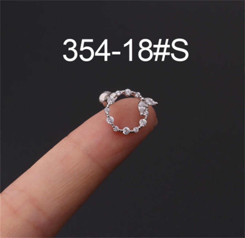 Stainless Steel Stud Zircon Pierced Earrings