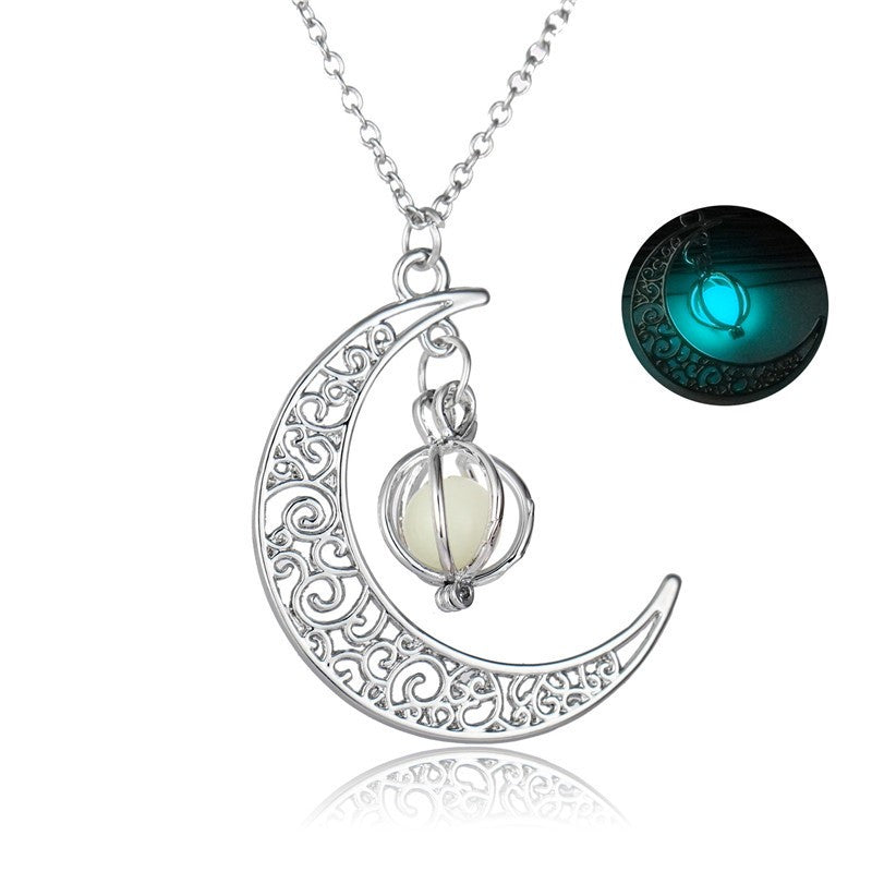 Collier Pierre Lumineuse Lune | Pendentif Fluorescent Femme