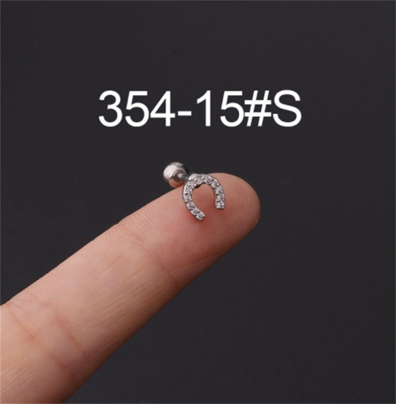 Stainless Steel Stud Zircon Pierced Earrings
