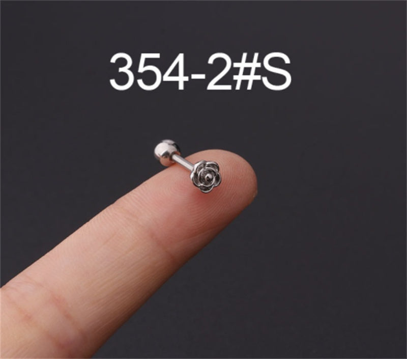 Stainless Steel Stud Zircon Pierced Earrings