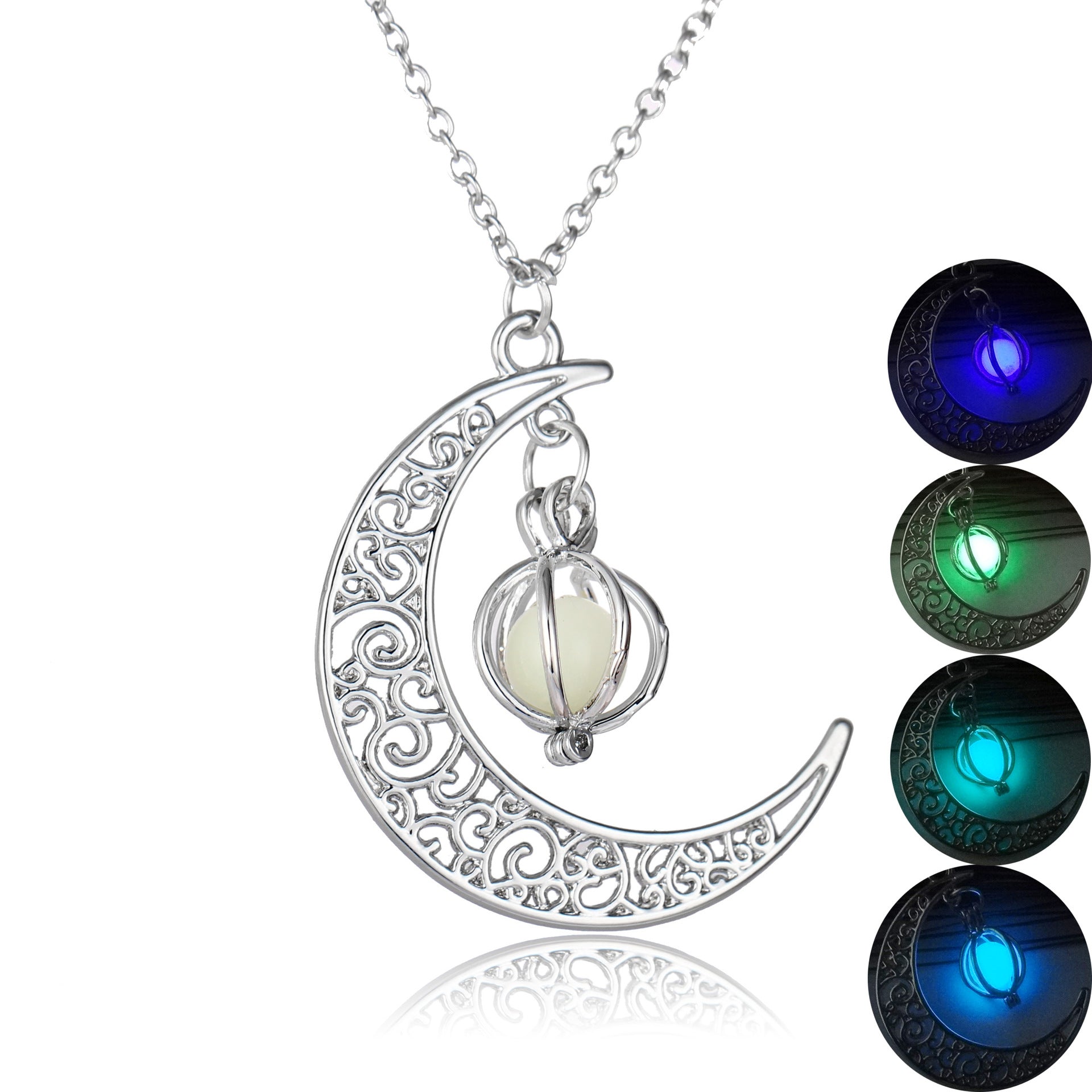 Collier Pierre Lumineuse Lune | Pendentif Fluorescent Femme