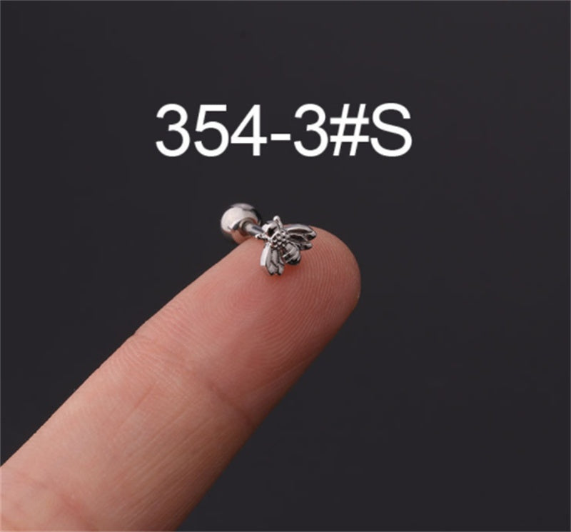 Stainless Steel Stud Zircon Pierced Earrings