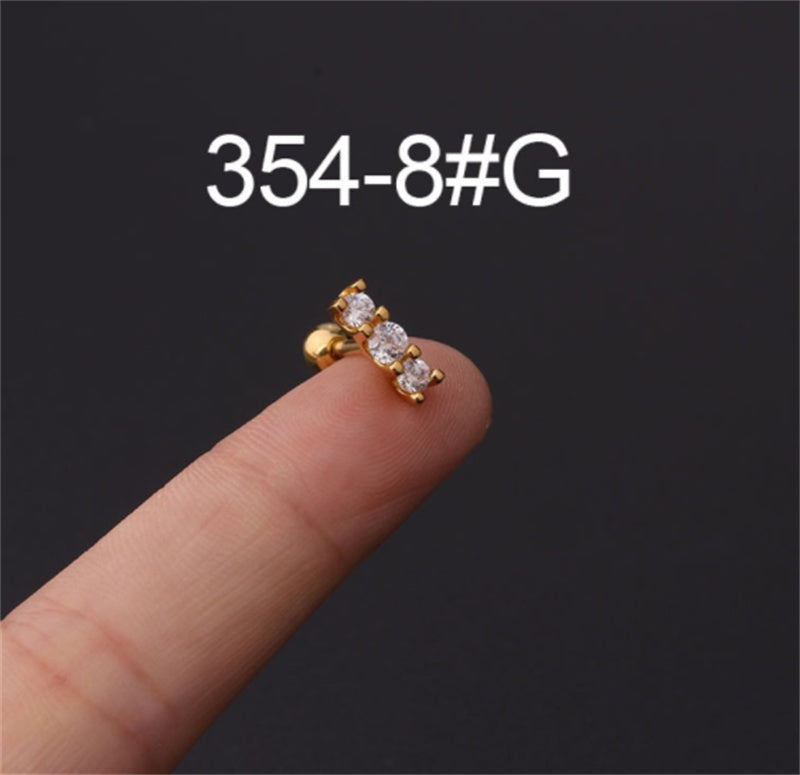 Stainless Steel Stud Zircon Pierced Earrings