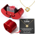 Coffret Cadeau Rose Éternelle & Collier | Boîte Bijoux Pomme