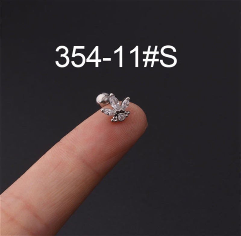 Stainless Steel Stud Zircon Pierced Earrings