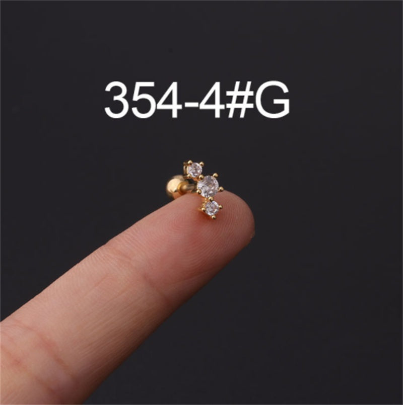 Stainless Steel Stud Zircon Pierced Earrings