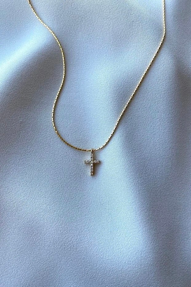 Collier Croix Zircon — Minimaliste Élégant | Bijou Femme Spirituel