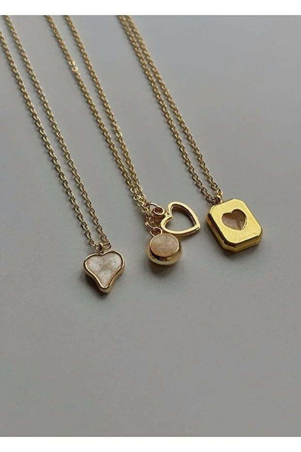 Set 3 Colliers Charm Cœur Superposés — Bijou Femme Élégant & Romantique